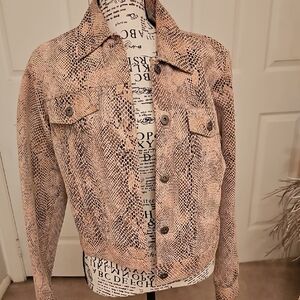 Liz Claiborne Tan Snake Print Jean Jacket